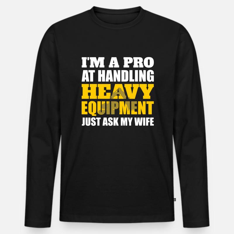 Retro Bagger Spruch Baggerfahrer Baustelle - Männer Premium Bio Langarmshirt - Schwarz