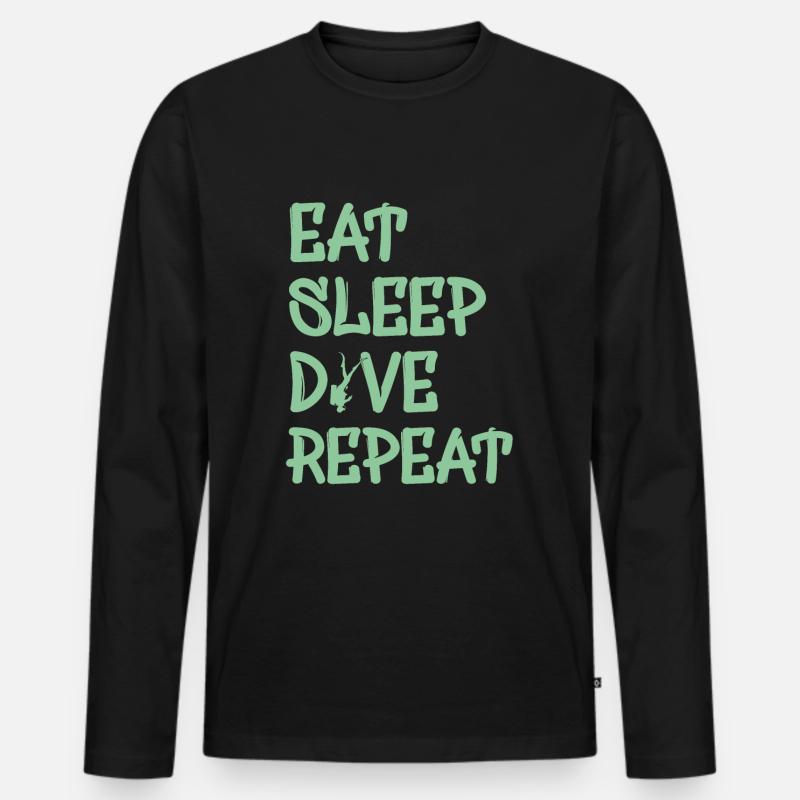 eat sleep dive repeat - Männer Premium Bio Langarmshirt - Schwarz