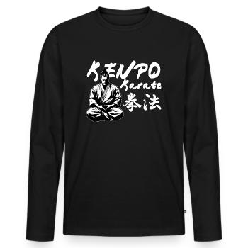 Kenpo, Karaté, Kanji, Kimono, Dojo, Arts Martiaux - T-shirt manches longues Premium bio Homme - noir - Devant - Nico (187cm)