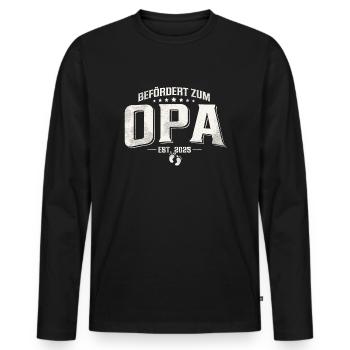 Befördert zum Opa 2025 - Männer Premium Bio Langarmshirt - Schwarz - Vorne - Nico (187cm)
