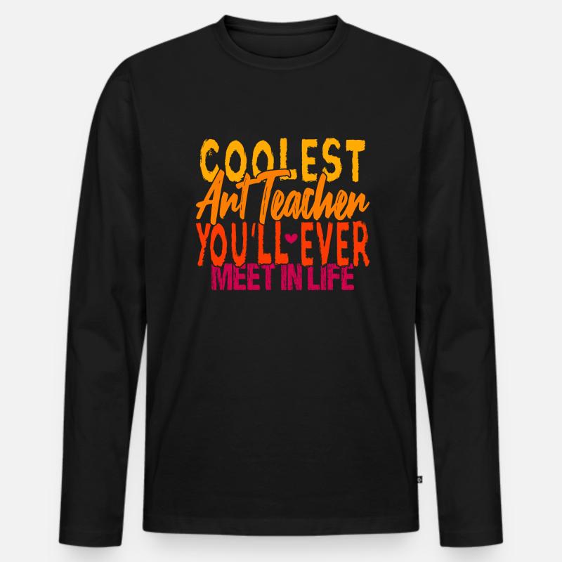 Der coolste Kunstlehrer - Männer Premium Bio Langarmshirt - Schwarz