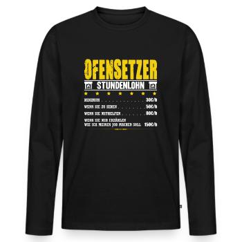 Ofensetzer Stundenlohn Ofenbauer Ofenbau Meister - Männer Premium Bio Langarmshirt - Schwarz - Vorne - Nico (187cm)