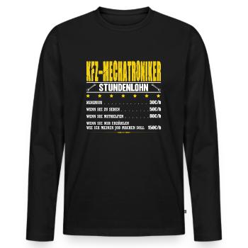 KFZ-Mechatroniker Stundenlohn Mechaniker Meister - Männer Premium Bio Langarmshirt - Schwarz - Vorne - Nico (187cm)