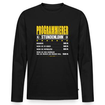 Programmierer Stundenlohn Informatik IT-Techniker - Männer Premium Bio Langarmshirt - Schwarz - Vorne - Nico (187cm)