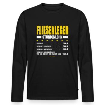 Fliesenleger Stundenlohn Baustelle Bodenleger - Männer Premium Bio Langarmshirt - Schwarz - Vorne - Nico (187cm)