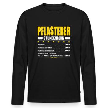 Pflasterer Stundenlohn Steinleger Pflastersetzer - Männer Premium Bio Langarmshirt - Schwarz - Vorne - Nico (187cm)