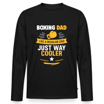 Boxen Papa – Geschenkidee zum Vatertag - Männer Premium Bio Langarmshirt - Schwarz - Vorne - Nico (187cm)