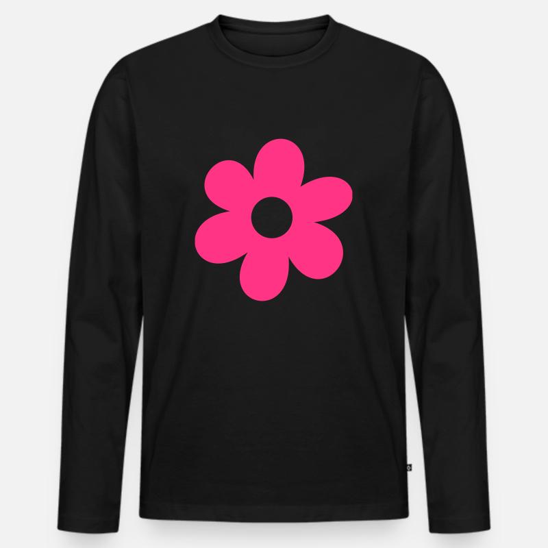 Blumen - Männer Premium Bio Langarmshirt - Schwarz