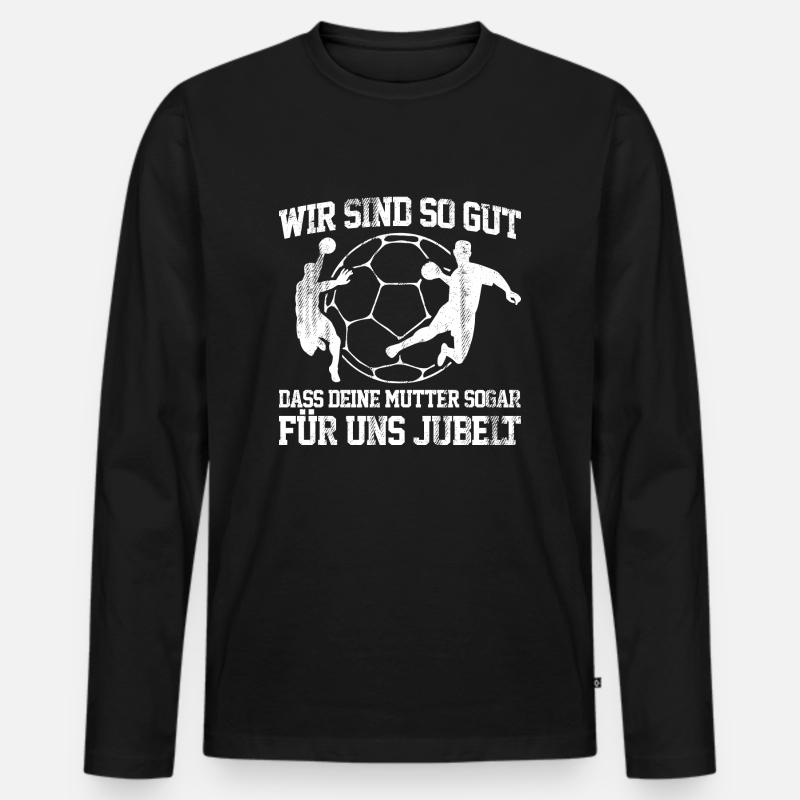 Handball - Mutter - Männer Premium Bio Langarmshirt - Schwarz