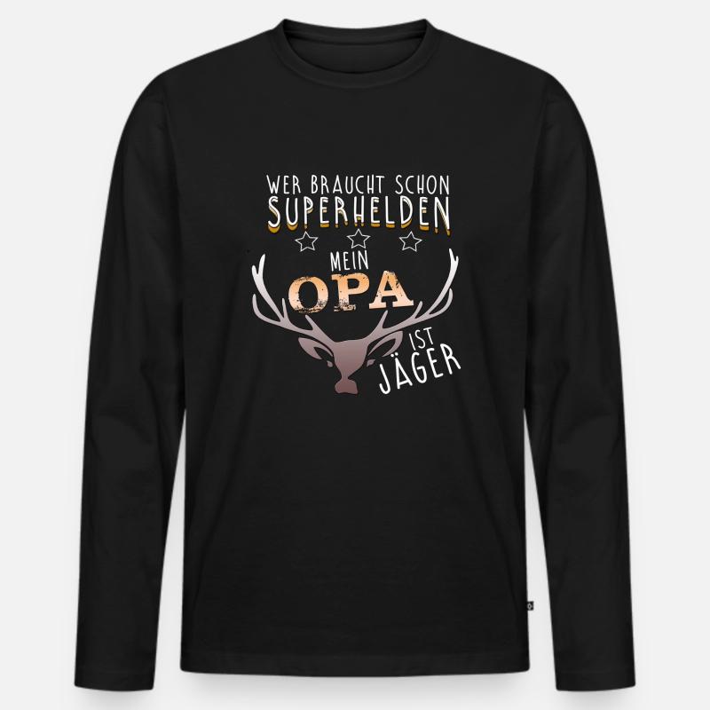 OPA Jäger - Männer Premium Bio Langarmshirt - Schwarz
