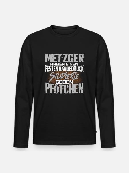 METZGER - fest - Männer Premium Bio Langarmshirt - Schwarz