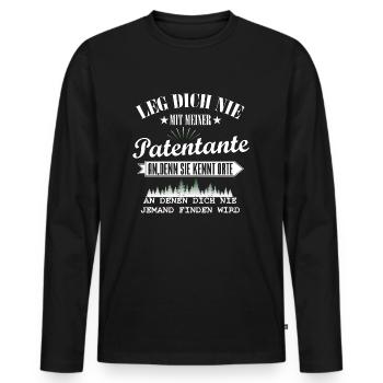 nicht mit meiner Patentante nicht anlegen - Männer Premium Bio Langarmshirt - Schwarz - Vorne - Nico (187cm)