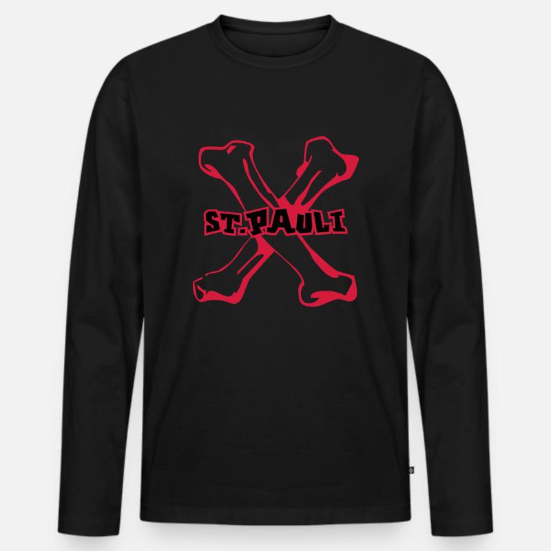 st pauli hamburg - Männer Premium Bio Langarmshirt - Schwarz