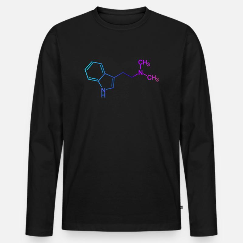 Ayahuasca DMT Molekül N,N-Dimethyltryptamin - Männer Premium Bio Langarmshirt - Schwarz