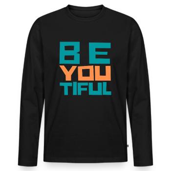 BE YOU TIFUL - T-shirt manches longues Premium bio Homme - noir - Devant - Nico (187cm)