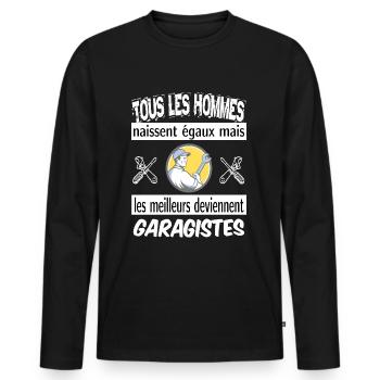 les meilleurs deviennent garagistes - T-shirt manches longues Premium bio Homme - noir - Devant - Nico (187cm)