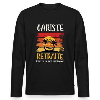cariste retraité - T-shirt manches longues Premium bio Homme - noir - Devant - Nico (187cm)