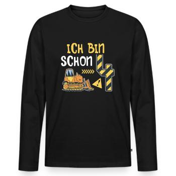 Planierraupe 4. Geburtstag Junge Bauarbeiter - Männer Premium Bio Langarmshirt - Schwarz - Vorne - Nico (187cm)