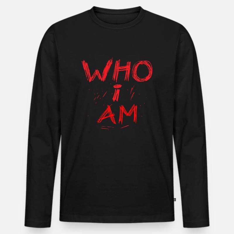 Who i am - Männer Premium Bio Langarmshirt - Schwarz