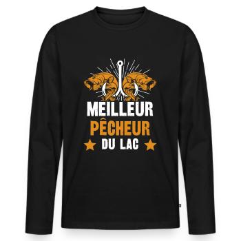le meilleur pêcheur du lac - T-shirt manches longues Premium bio Homme - noir - Devant - Nico (187cm)