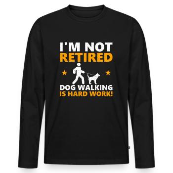 Dog walking is hard work - Männer Premium Bio Langarmshirt - Schwarz - Vorne - Nico (187cm)