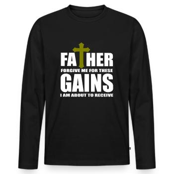 Gym quotes - Men's Premium Organic Long Sleeve Shirt - black - Front - Nico (187cm)