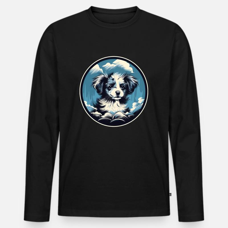 Süßer Hundewelpe - Männer Premium Bio Langarmshirt - Schwarz