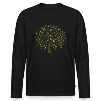 Butterfly Tree Colorful Butterflies Flies - Men's Premium Organic Long Sleeve Shirt - black - Front - Nico (187cm)