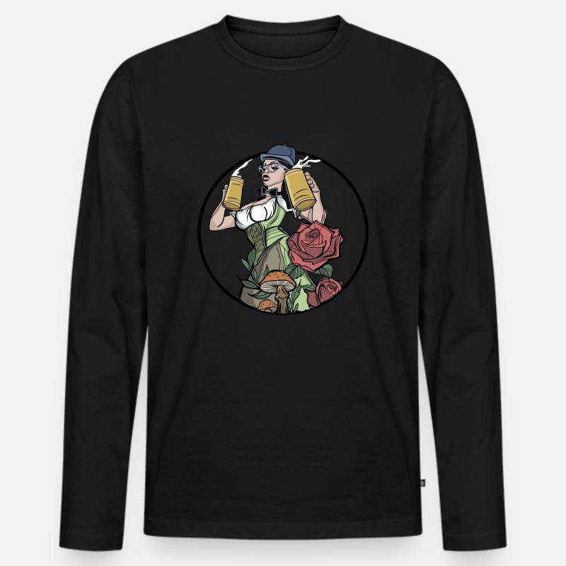 Biergarten // Oldschool // Illustration - Männer Premium Bio Langarmshirt - Schwarz
