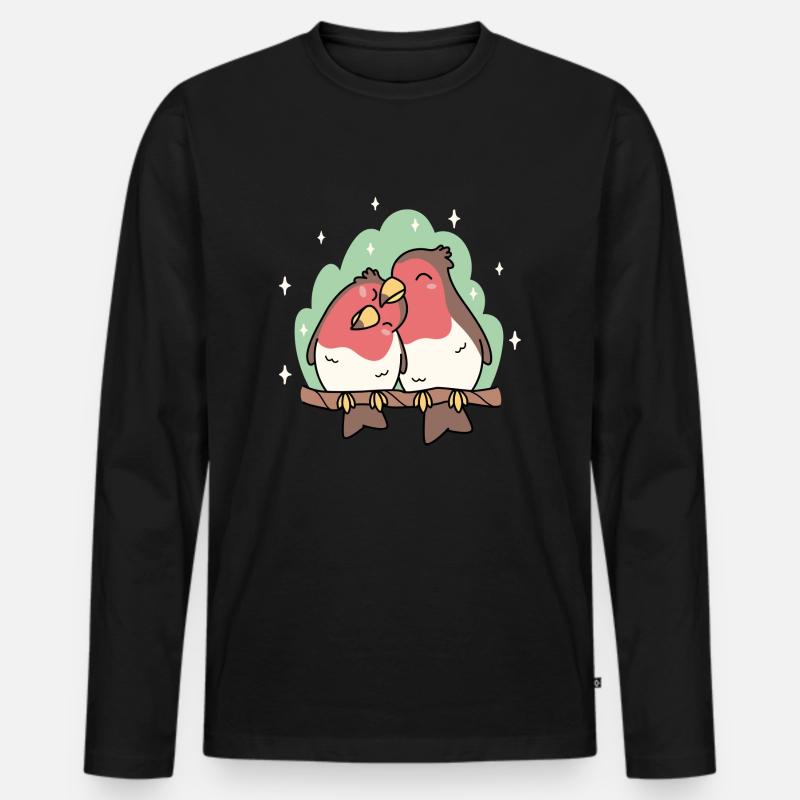 Vögel - Männer Premium Bio Langarmshirt - Schwarz