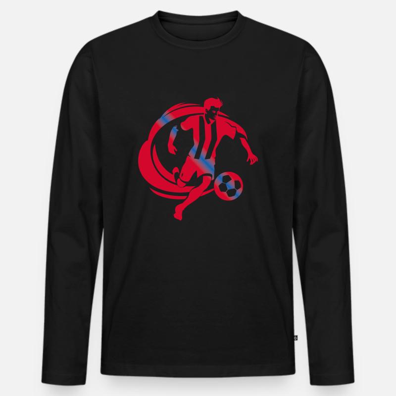 Fußballer rot blau - Männer Premium Bio Langarmshirt - Schwarz