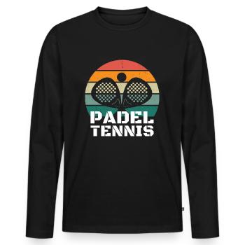 Padel Tennis Paddle Padel Ball retro padel player - Men's Premium Organic Long Sleeve Shirt - black - Front - Nico (187cm)