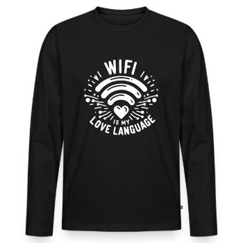 Le WIFI est mon langage d’amour - T-shirt manches longues Premium bio Homme - noir - Devant - Nico (187cm)