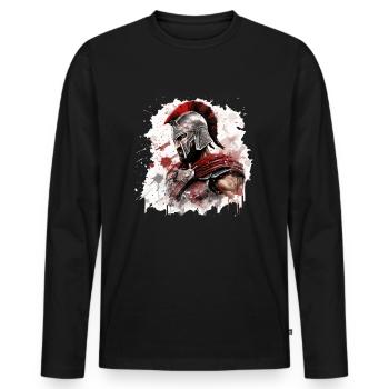 Sparta T-Shirt Spartaner Griechischer Kämpfer - Männer Premium Bio Langarmshirt - Schwarz - Vorne - Nico (187cm)