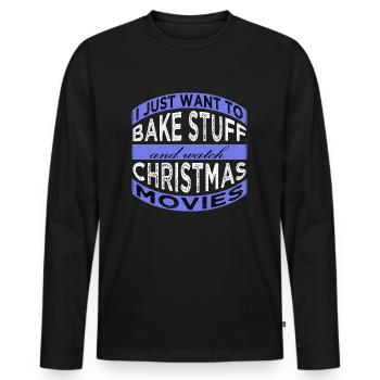 Comic Dino Under The Tree Sayings Baker Appeal - Men's Premium Organic Long Sleeve Shirt - black - Front - Nico (187cm)