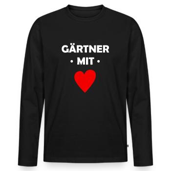 Gärtner mit Herz - Garten - Pflanzen - Männer Premium Bio Langarmshirt - Schwarz - Vorne - Nico (187cm)