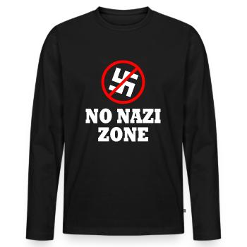To the right - Men's Premium Organic Long Sleeve Shirt - black - Front - Nico (187cm)