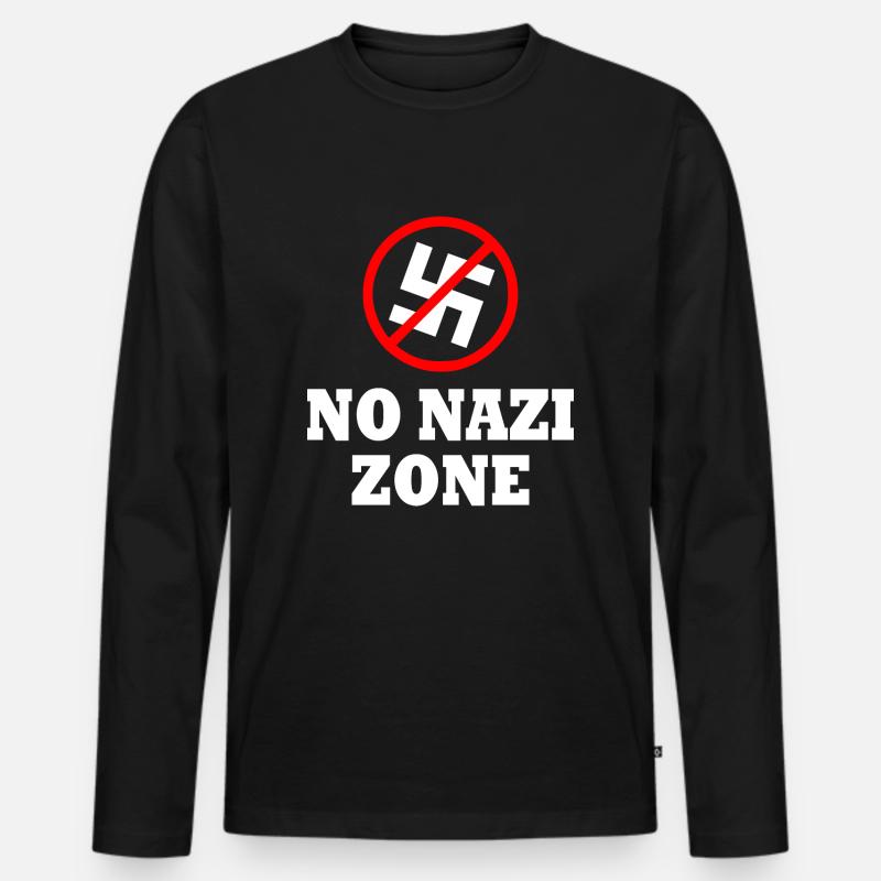Gegen rechts - Männer Premium Bio Langarmshirt - Schwarz