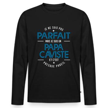 je suis un papa caviste cadeau vigneron humour vin - T-shirt manches longues Premium bio Homme - noir - Devant - Nico (187cm)