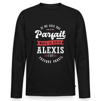 Alexis Parfait Cadeau prenom alexis - T-shirt manches longues Premium bio Homme - noir - Devant - Nico (187cm)