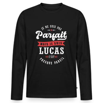 Lucas Parfait Cadeau prenom lucas - T-shirt manches longues Premium bio Homme - noir - Devant - Nico (187cm)