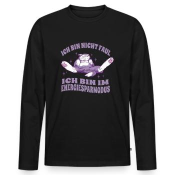 Ich Bin Nicht Faul Ich Bin Im Energiesparmodus - Männer Premium Bio Langarmshirt - Schwarz - Vorne - Nico (187cm)