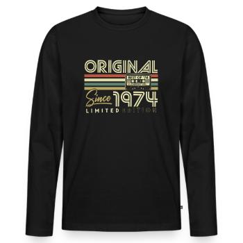 Original 1974 Vintage Vintage Rétro Anniversaire - T-shirt manches longues Premium bio Homme - noir - Devant - Nico (187cm)