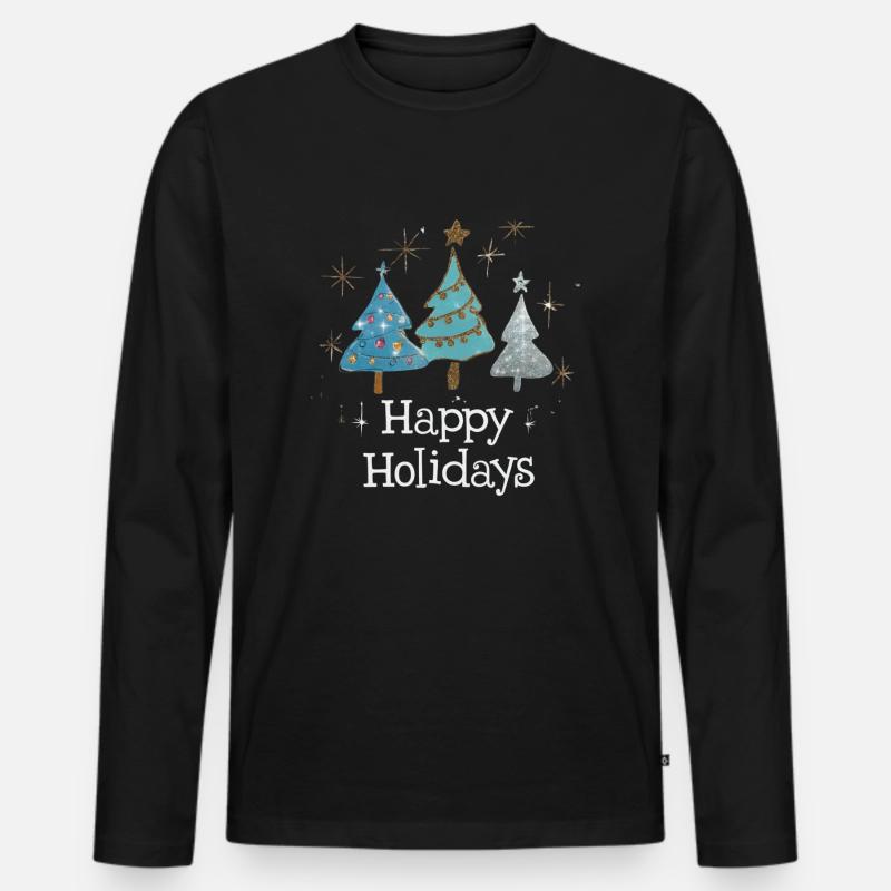 Happy Holidays - Männer Premium Bio Langarmshirt - Schwarz