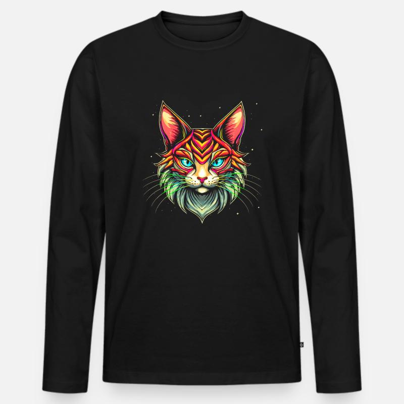 Maine Coon Katze - Männer Premium Bio Langarmshirt - Schwarz