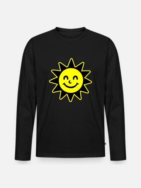 Sonne Comic Sommer - Männer Premium Bio Langarmshirt - Schwarz