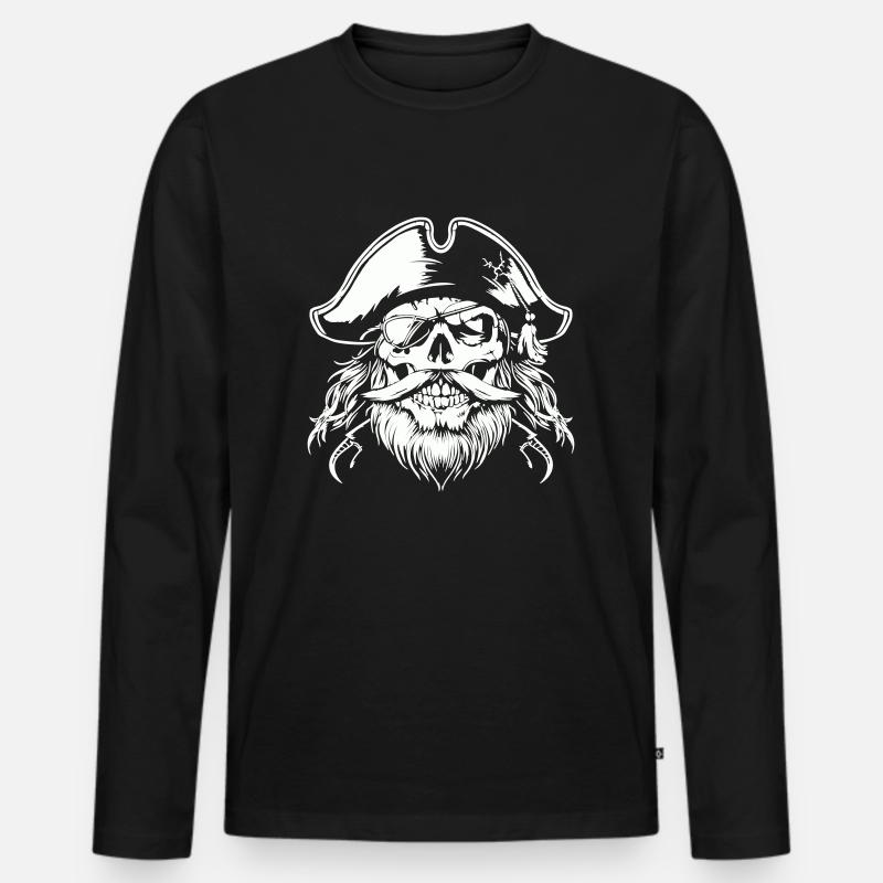pirat skull - Männer Premium Bio Langarmshirt - Schwarz