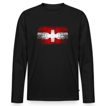 Contact Us | - Men's Premium Organic Long Sleeve Shirt - black - Front - Nico (187cm)
