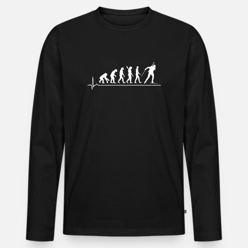 Biathlon Evolution - Männer Premium Bio Langarmshirt - Schwarz