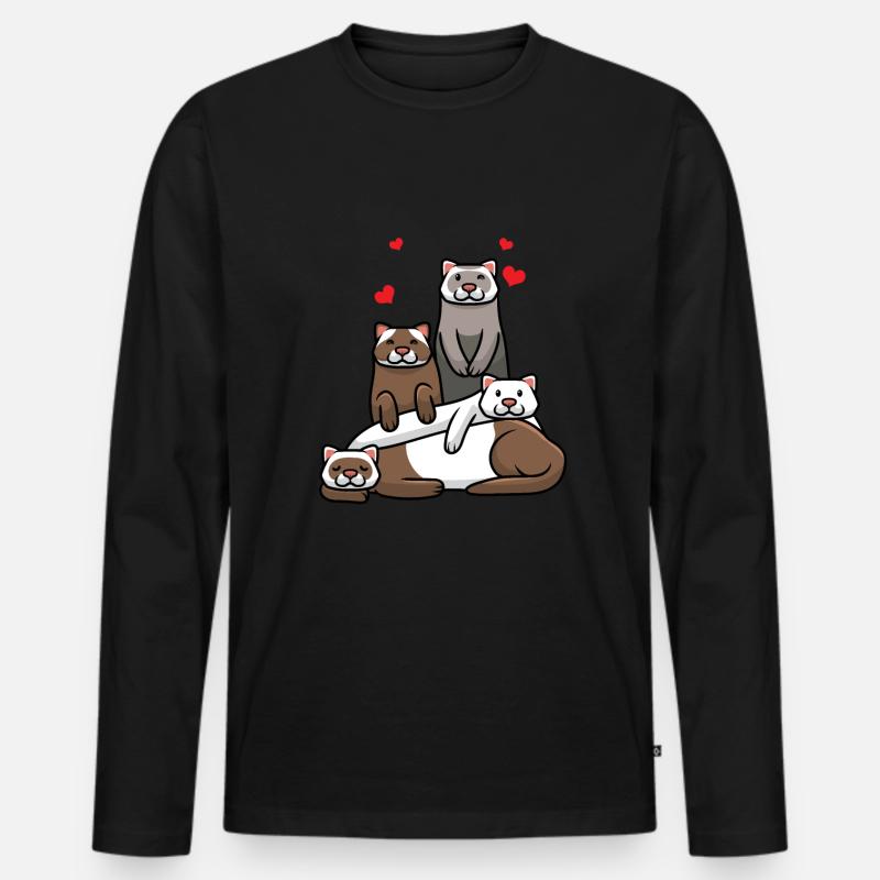 Frettchen Frett - Männer Premium Bio Langarmshirt - Schwarz